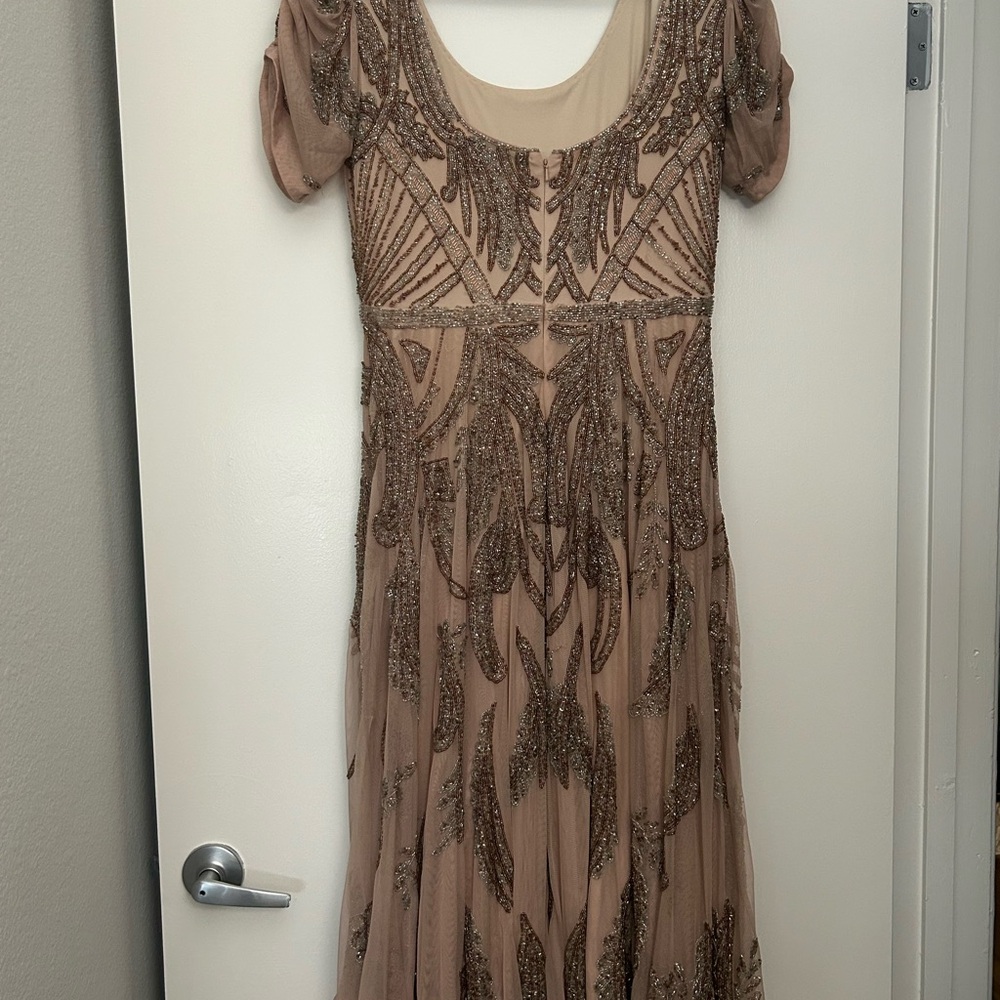 Mac Duggal Beaded Taupe Gown